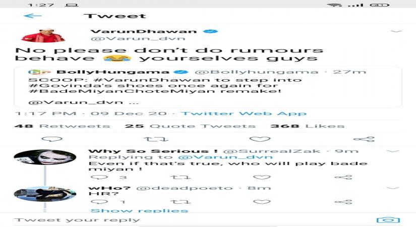 Varun Dhawan denies being part of 'Bade Miyan Chote Miyan' remake.