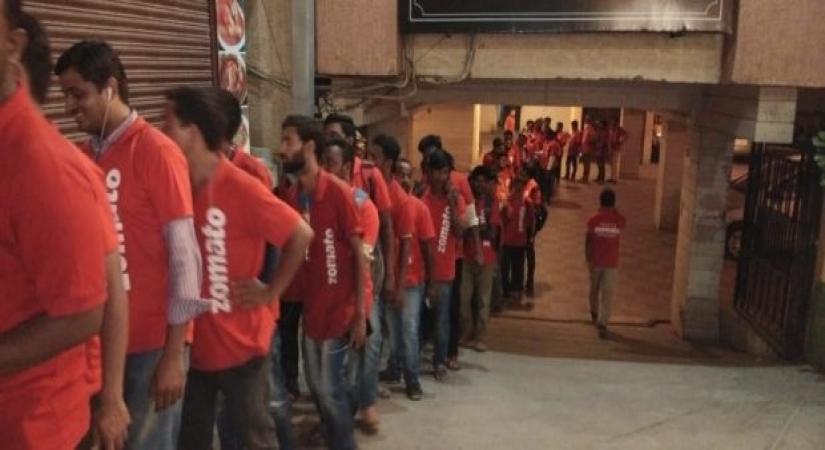 Zomato delivery executives. (Photo: IANS)
