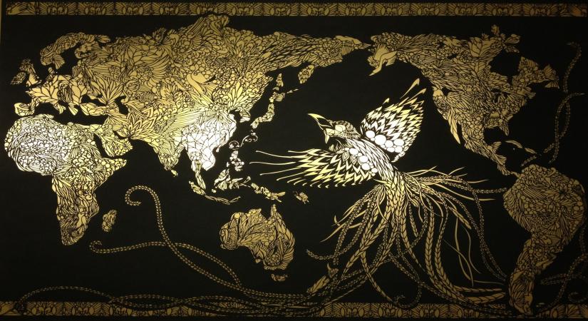 1. Naoyuki Ishiga THE WORLD OF BIRDS - WITH PEACE Kiri-e or paper-cutting