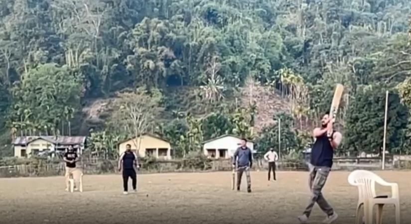 Actor Ayushmann Khurrana on Thursday offered a glimpse of his cricketing skills for fans. The actor shared a video on Instagram where he can be seen playing cricket and hitting a six. "In between shots! #NorthEast," captioned the actor. (Instagram)