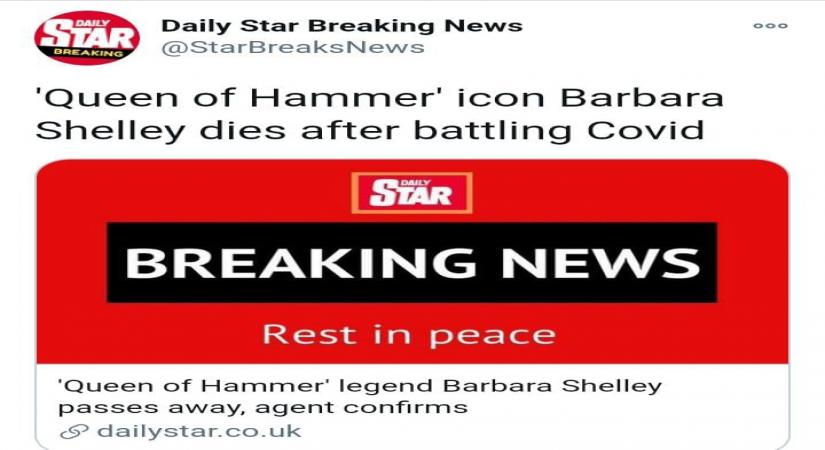 Hollywood horror film icon Barbara Shelley is no more. She passed away on Monday at the age of 88