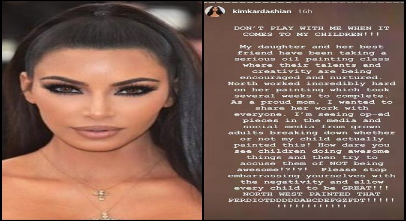 Kim Kardashian slams netizens doubting her 7-yr-old daughter's painting skills.
