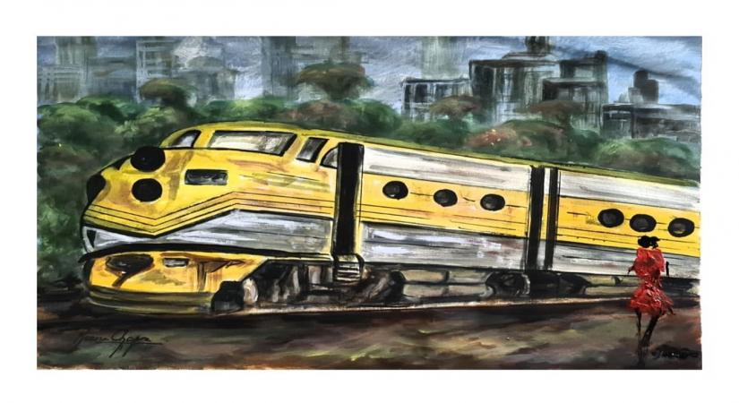 Actress Parineeti Chopra has shared a painting by her mother Reena Chopra that is inspired by her upcoming new film, The Girl On The Train. The painting showcases a girl standing in front of a speeding yellow train.