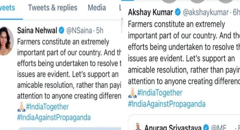 Akshay Kumar, Saina Nehwal trolled over identical tweets on farmers' protest.