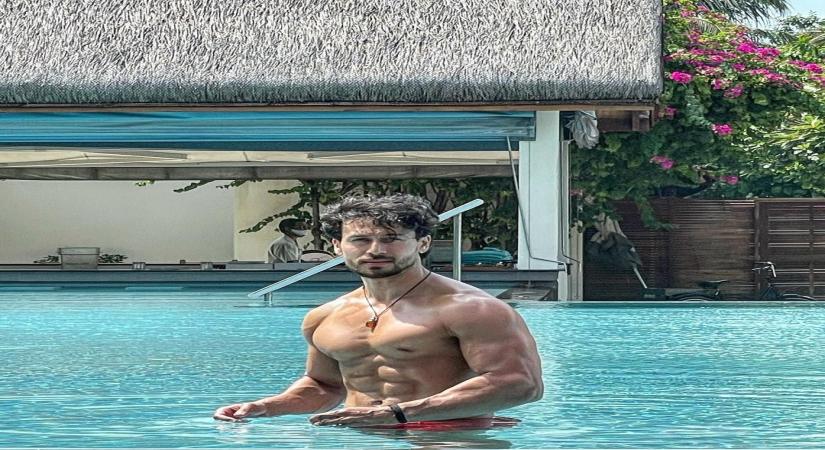 Tiger Shroff flaunts his perfect washboard abs in pool picture.(photo:instagram)
