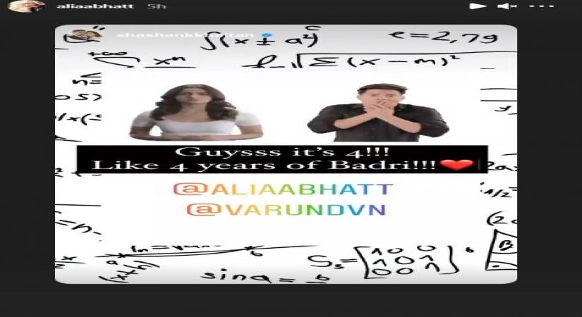 The Varun Dhawan and Alia Bhatt-starrer "Badrinath Ki Dulhania" released four years ago on this day. The actors and director Shashank Khaitan got on a video call to secretly discuss part three of the franchise. (Instagram)