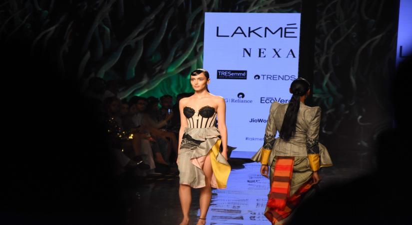 Mumbai: Models walks the ramp for fashion designer House of Three X Tantajo show on Day 2 of the Lakme Fashion Week (LFW) Summer/Resort 2020, in Mumbai on Feb 13, 2020. (Photo: IANS)