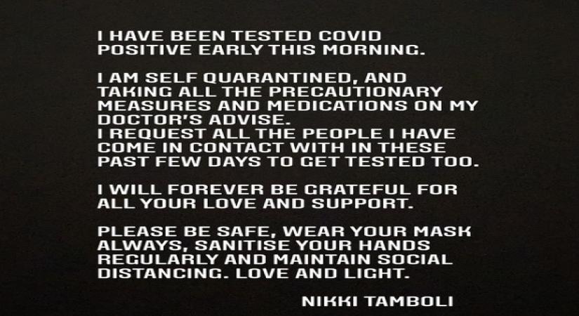 Nikki Tamboli tests Covid positive.(photo:Instagram)