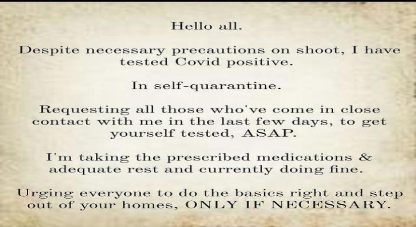 Vikrant Massey tests positive for Covid-19