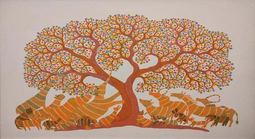 Dhavat Singh, Untitled, Ink _ Organic Paint on Canvas, 36x48 Inches, 2021