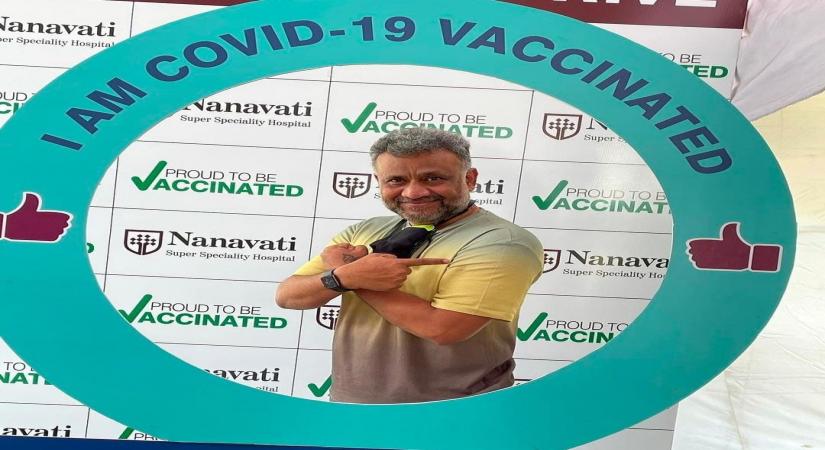 Anubhav Sinha takes vaccine for COVID-19 prevention.