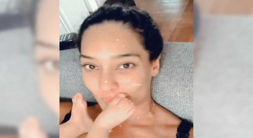 Lisa Haydon's newborn son won't let her take a selfie!.