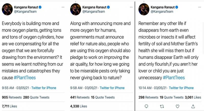 Kangana: People using oxygen should pledge to work on improving air quality.