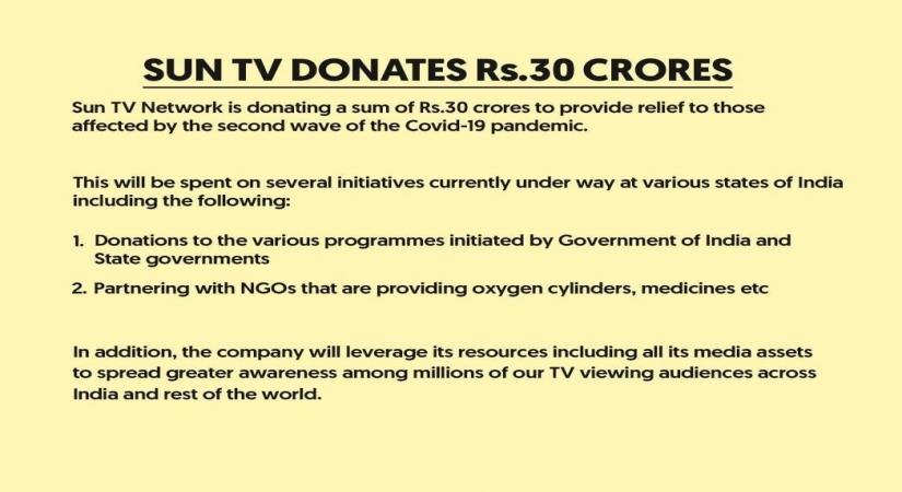 Sun TV donates 300 crore for covid affected (Photo:Instagram)