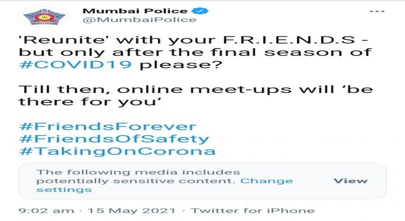 Friends reunion gets Mumbai Police s quirky spin (Photo:twitter)