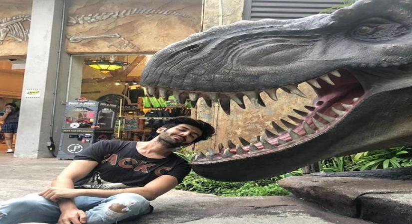 Kartik Aaryan's witty demo of how corona slides into 'unmasked faces'.(photo:Instagram)