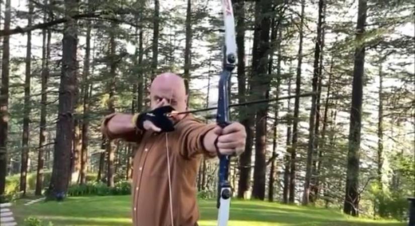 Anupam Kher tries archery for the first time in hometown Shimla (Photo:Instagram)