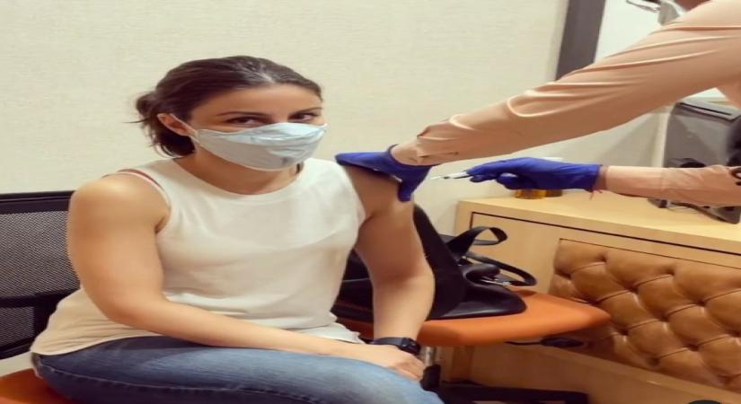 Soha Ali Khan gets Covid vaccine.(photo:Instagram)
