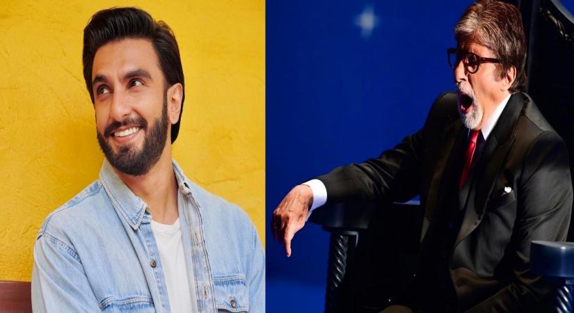 Ranveer Singh comments on Amitabh Bachchan's post with goat emoji.