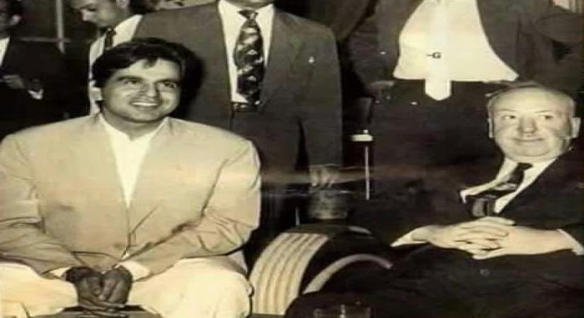 Sudhir Mishra shares photo of Dilip Kumar with Alfred Hitchcock.(photo:Sudhir Mishra Twitter)