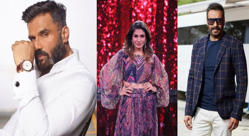 Raveena reveals why seeing Ajay Devgn, Suniel Shetty will make her laugh.