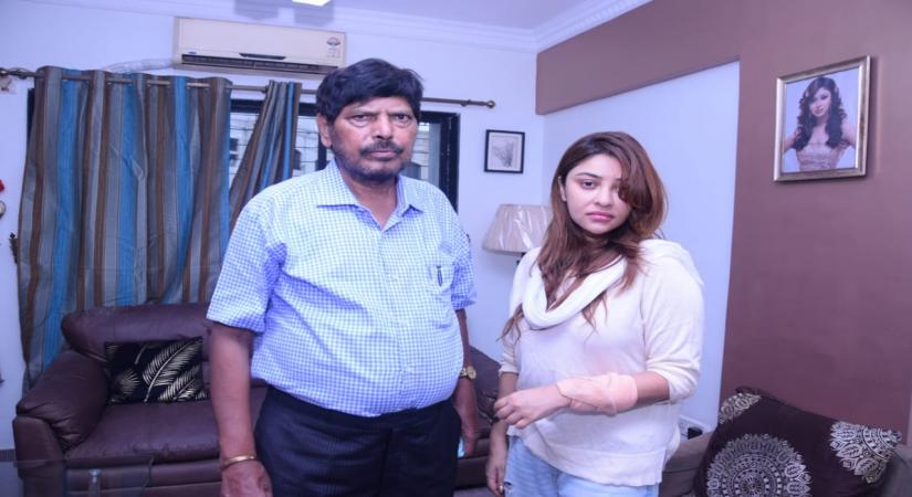 Ramdas Athawale with Payal Ghosh