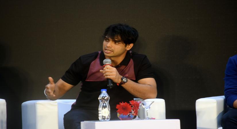 Kolkata: Tokyo Olympic gold medallist javelin thrower Neeraj Chopra during a promosonal program in Kolkata on Sep 15, 2021.(Photo: IANS)