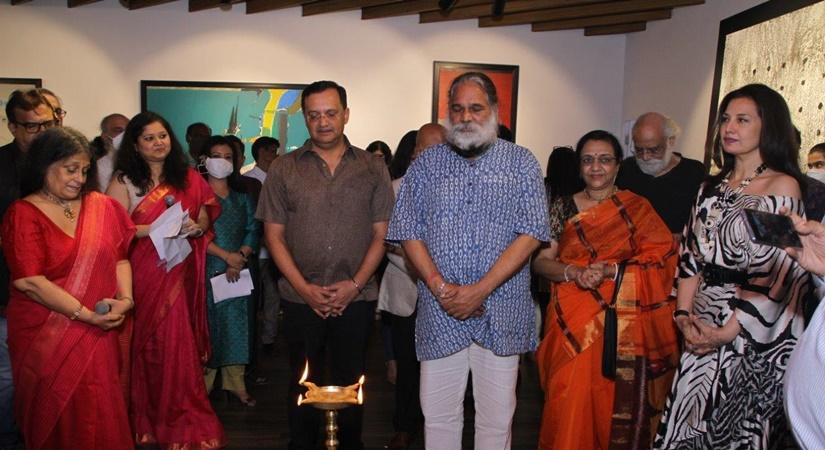 (LtoR) Uma Nair, Dinesh Patnaik, DG, ICCR, Adwaita Gadanayak, DG, NGMA, Ritu Beri at the inaugural of The Mind's Eye.
