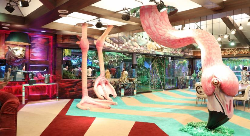 Giant flamingo stands out in jungle-themed Bigg Boss 15 house.