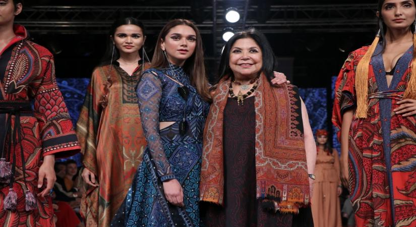 Mumbai: Actress Aditi Rao Hydari with fashion designer Ritu Kumar on Day 3 of the Lakme Fashion Week Summer/Resort 2020, in Mumbai on Feb 13, 2020. (Photo: IANS)