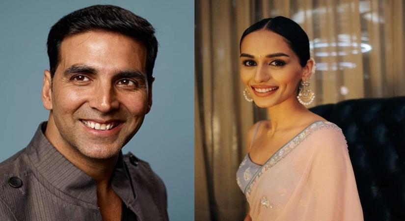 Manushi Chhillar and Akshay Kumar.