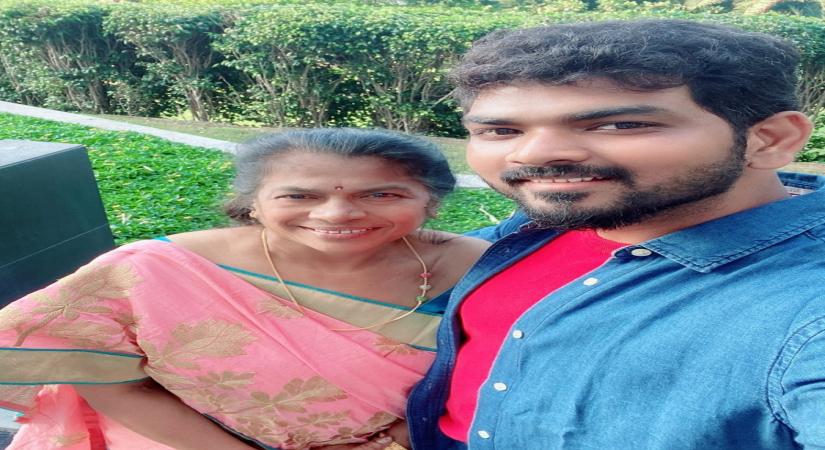 Vignesh Shivan with mom