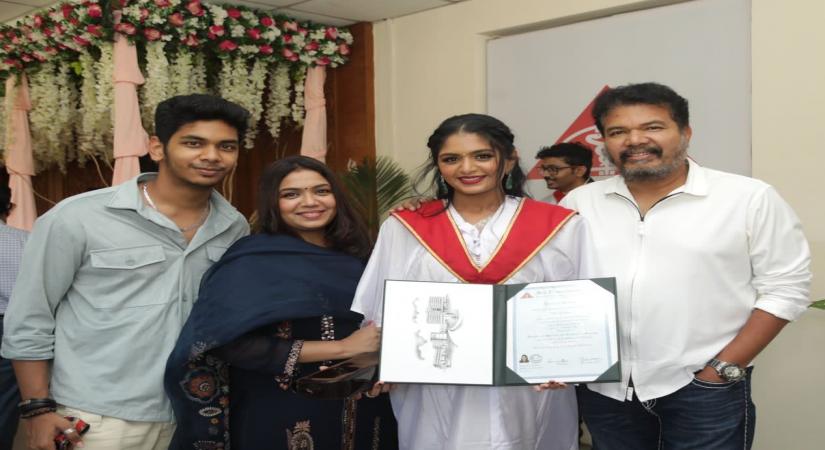 Aditi Shankar with director Shankar.