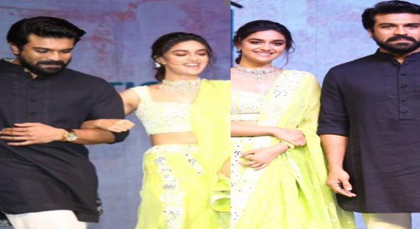 Keerthy Suresh and Ram Charan.