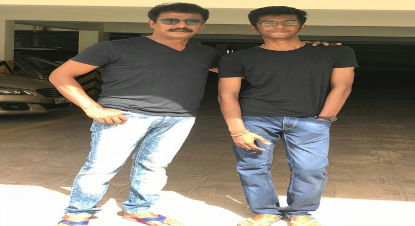 Samuthirakani with son Hari Vigneshwaran.