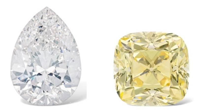 THE ROCK (228.31 carats) and THE RED CROSS DIAMOND (205.07 carats)