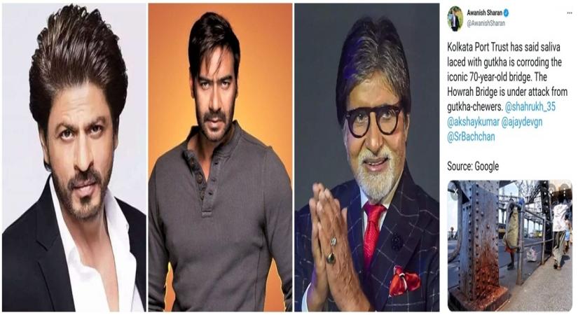 IAS Officer tweets gutkha stained pic of Howrah Bridge, seeks answers from SRK, Ajay Devgn, Big B