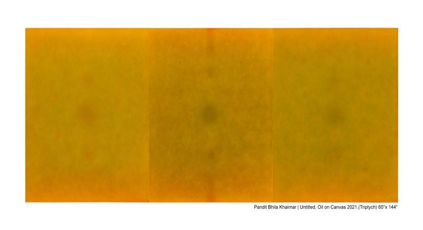Pandit Khairnar Oil on canvas 60 x 144 Triptych 2021
