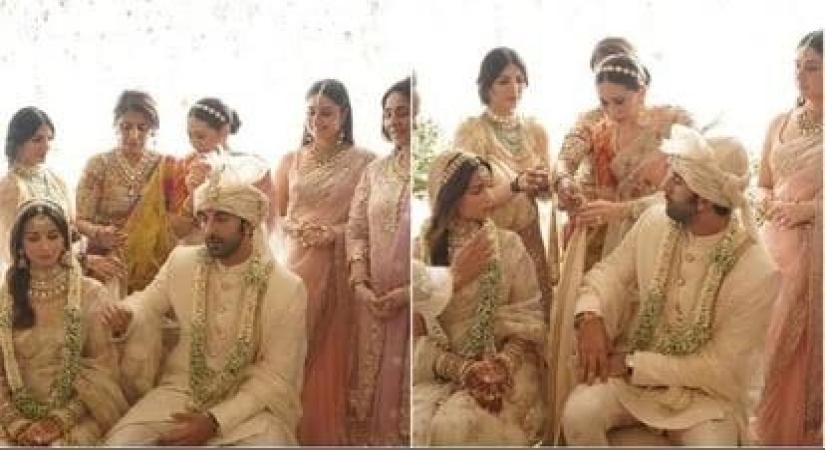 Ranbir-Alia wedding: Pics from couple's gathbandhan ceremony go viral story.