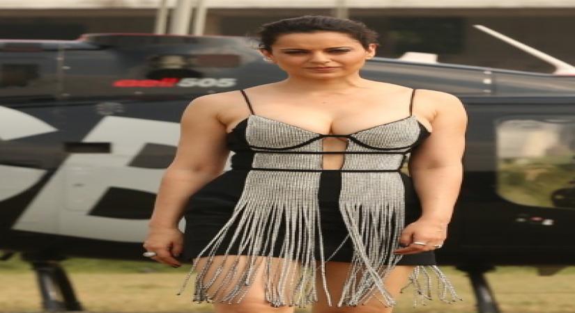 Mumbai : Actress Kangana Ranaut during the trailer launch of Dhaakad at Mahalakshmi Race Course in Mumbai on April 29, 2022.(Photo:Sanjay Tiwari/IANS)