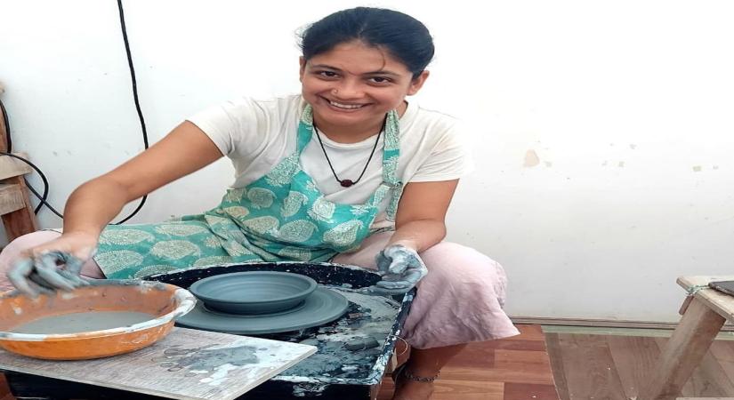 Actress Aditi Balan begins learning pottery.