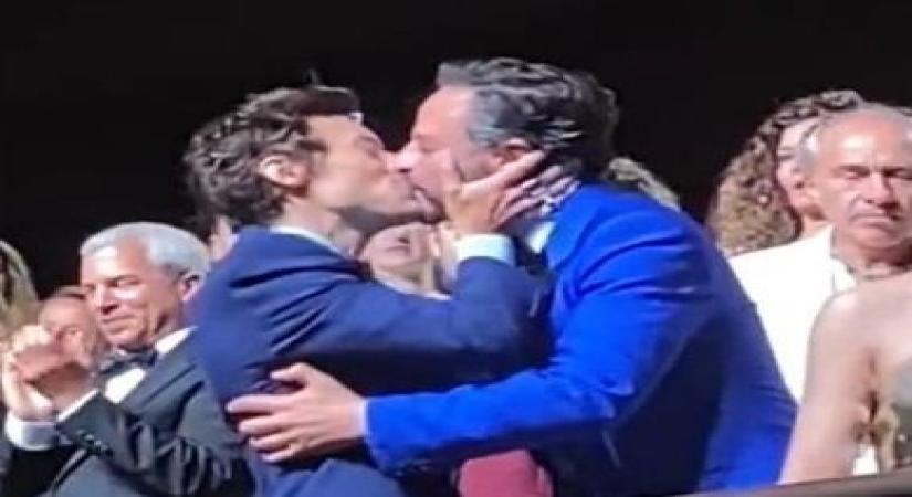 Harry Styles kisses Nick Kroll on the lips at Venice Film Fest