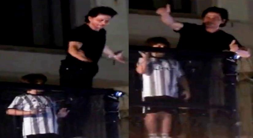 SRK 57: SRK greets hoards of fans outside Mannat on birthday.