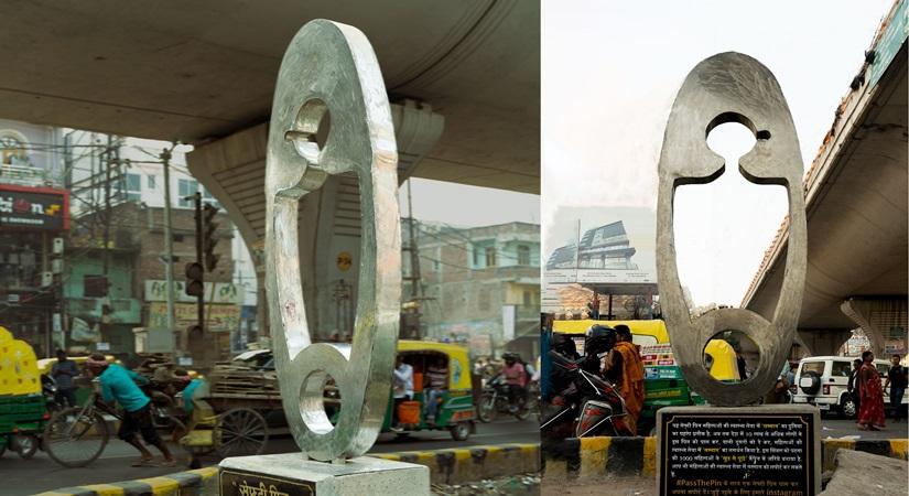 Dignified healthcare for women art installation in Patna's Ramnagri Mod Chowk
