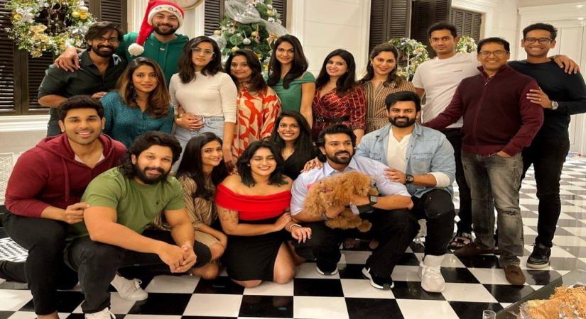 Ram Charan, Allu Arjun come together with cousins for Christmas party.