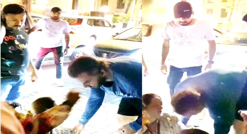 Sohail Khan helps woman after falling down on road.(photo:Instagram)