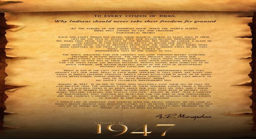A.R. Murugadoss pens powerful open letter to all citizensÃ¢ÂÂ¦ talks about his upcoming project Ã¢ÂÂAugust 16, 1947Ã¢ÂÂ