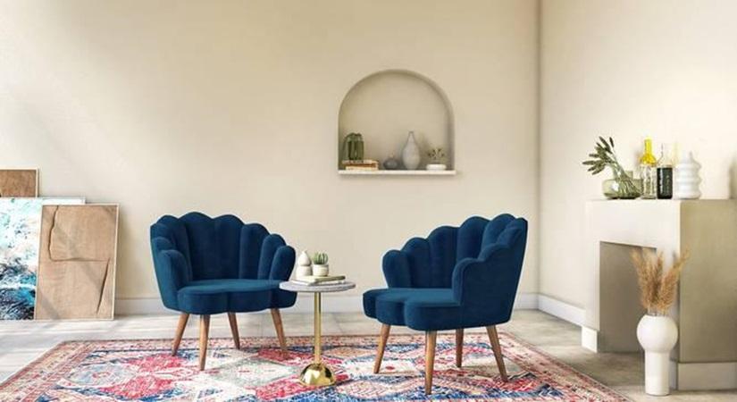  Korine Accent Chair In Blue Velvet Colour
