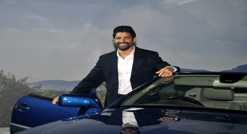 Mumbai: Indian actor Farhan Akhtar at the launch of Mercedes-Amg SL 55 Roadster in Mumbai, Thursday, June 22, 2023. (Photo: Sanjay Tiwari/IANS)
