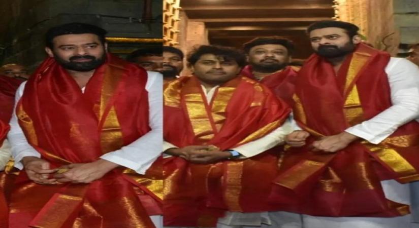 Prabhas in tirupati temple.(photo:instagram)